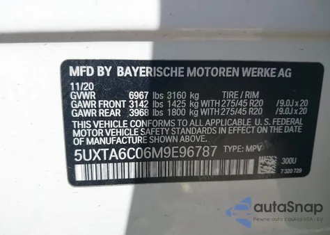 2021 BMW X5 Phev xDrive45E z USA, uszkodzony, nr VIN 5UXTA6C06M9E96787